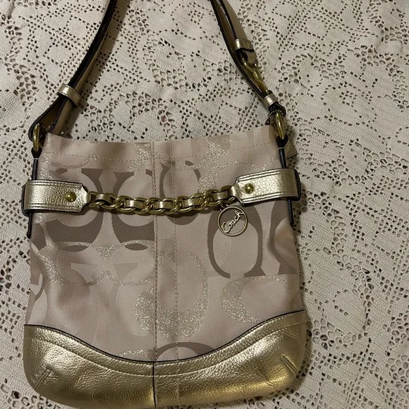 Coach | Bags | Coach Gold Signature Metallic Shoulder Bag F982  